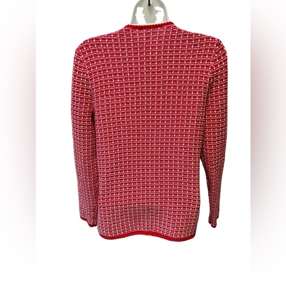 VTG Talbots Clueless Preppy Tipped Tweed Knit Cardigan Sweater Jacket Sz SP - Picture 4 of 9
